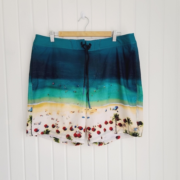 American Eagle Men's Beach Print Boardshorts Size Large - Picture 1 of 7